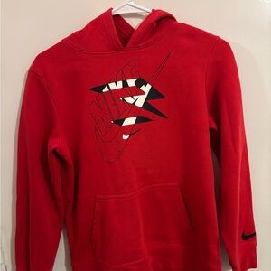 Nike Red Hoodie with Black and White design